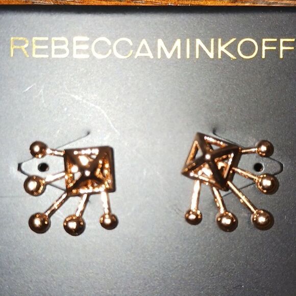 Rebecca Minkoff Rose Gold Pyramid Stud Burst Earrings - Picture 3 of 3